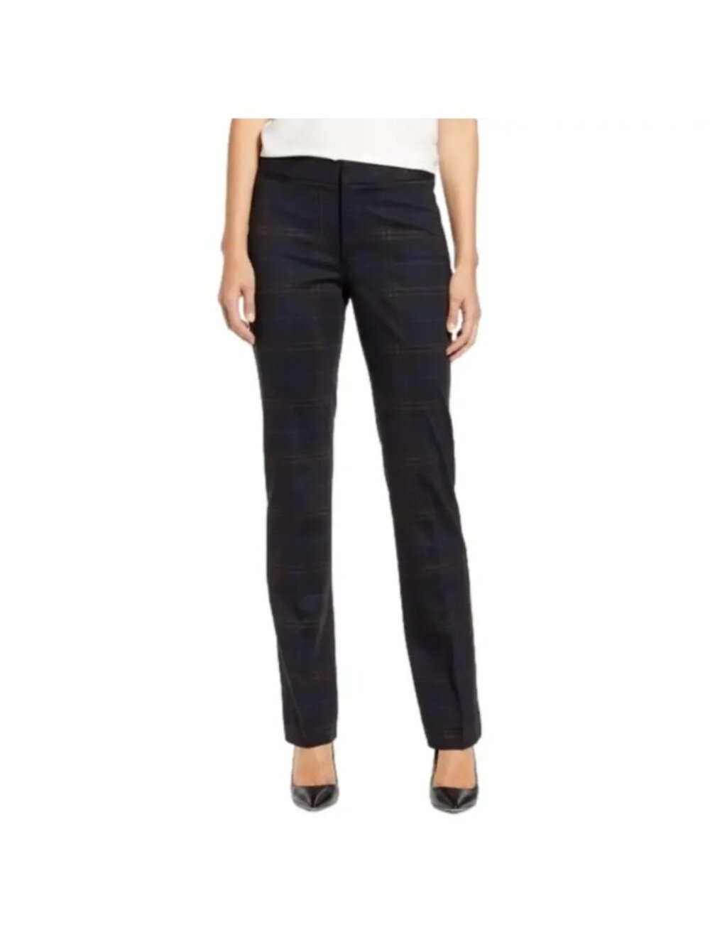 NYDJ Black Plaid Stretch Dress Pants Trousers - Size 2 Petite